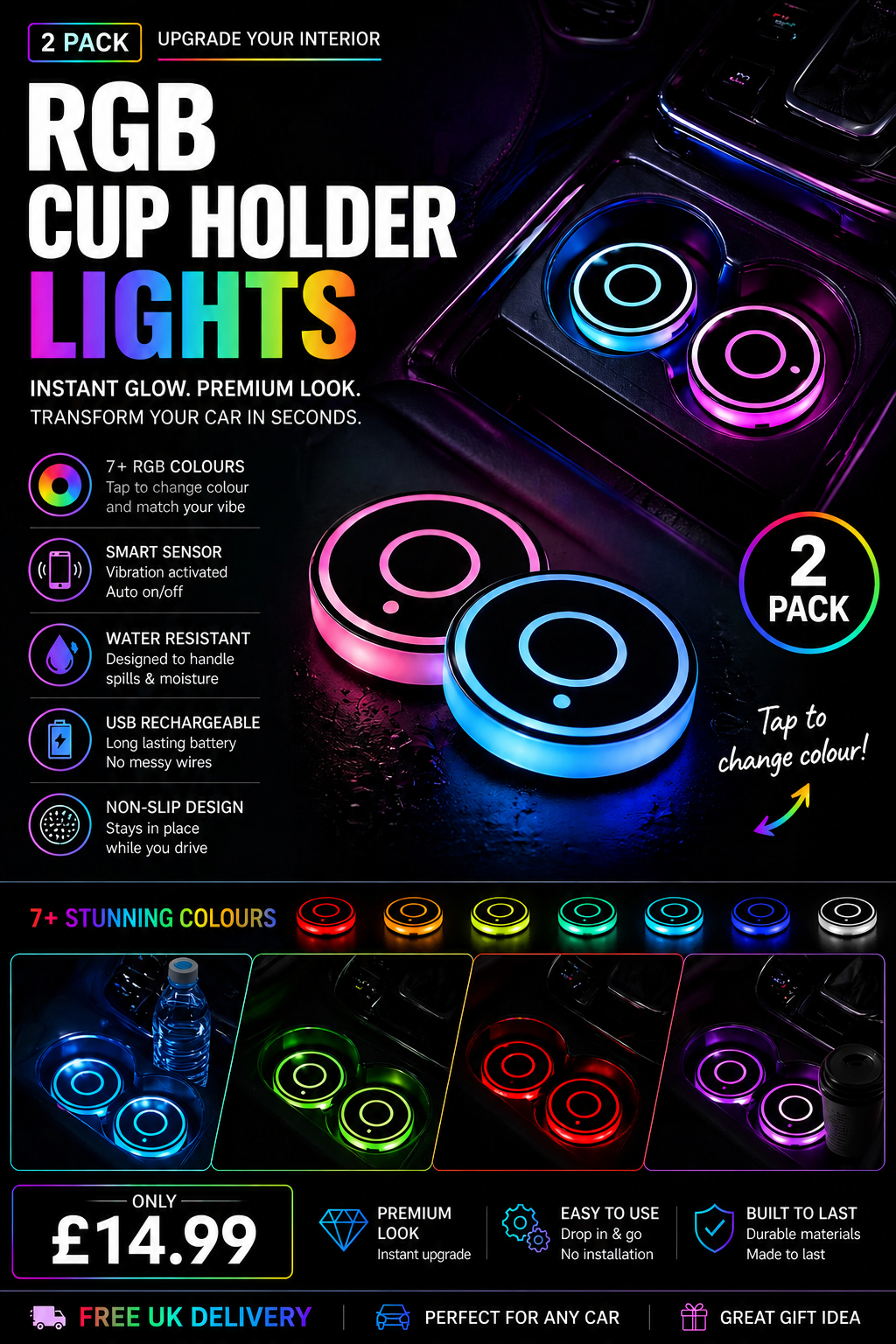 LED Cup Holder Lights